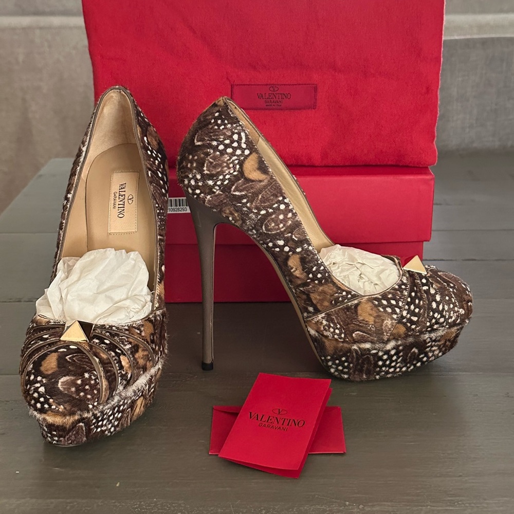 Valentino Brown and Cream Heels
